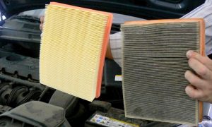 New Engine Air Filter Vs Dirty Old One 0